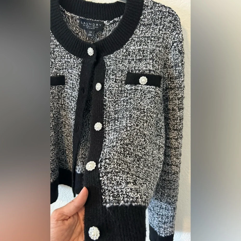 Laundry by Shelli Segal Faux Pearl Cardigan SZ L‎